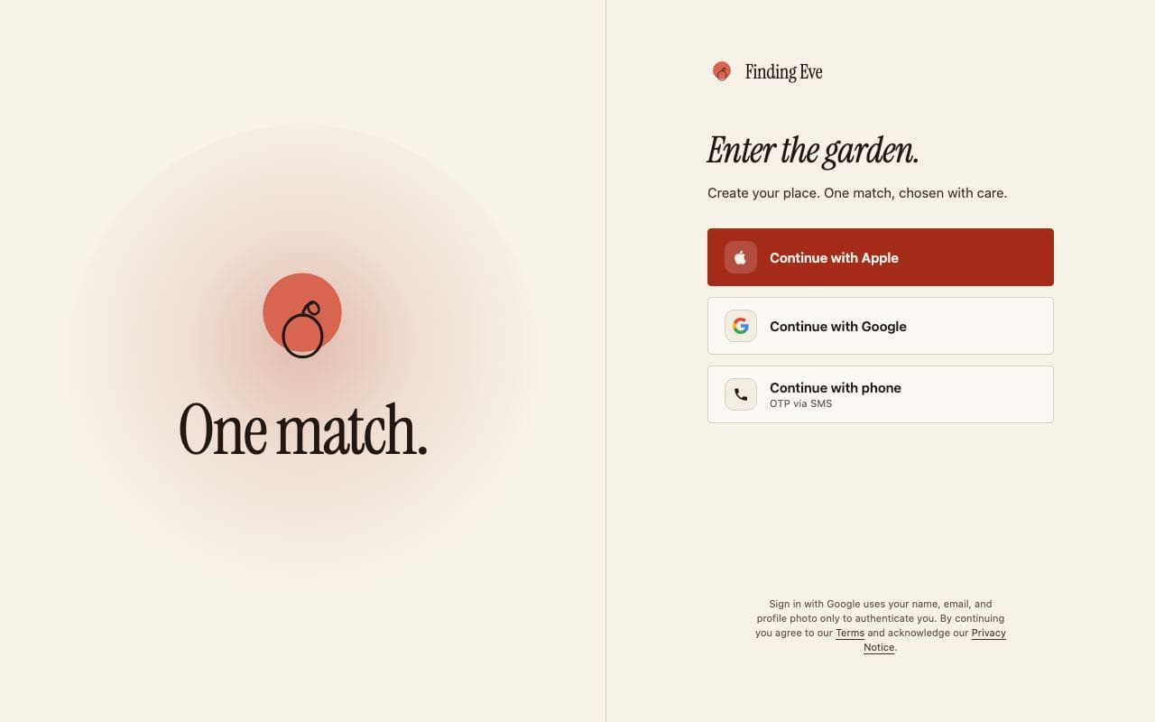 Finding Eve product interface